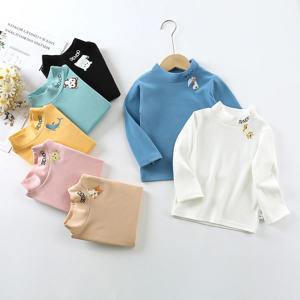 Camiseta de cuello alto para niña de manga larga primavera-otoño - imagen 2