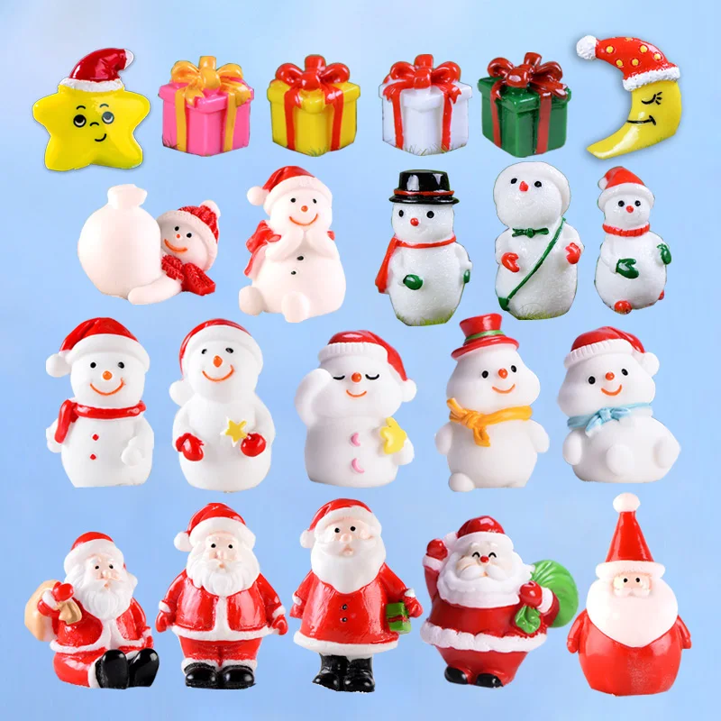 Figuras navideñas de resina – Muñeco de nieve y Papá Noel