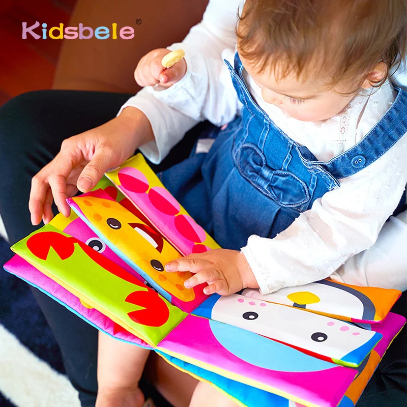Libro sensorial de tela blanda con animales para bebés - imagen 4