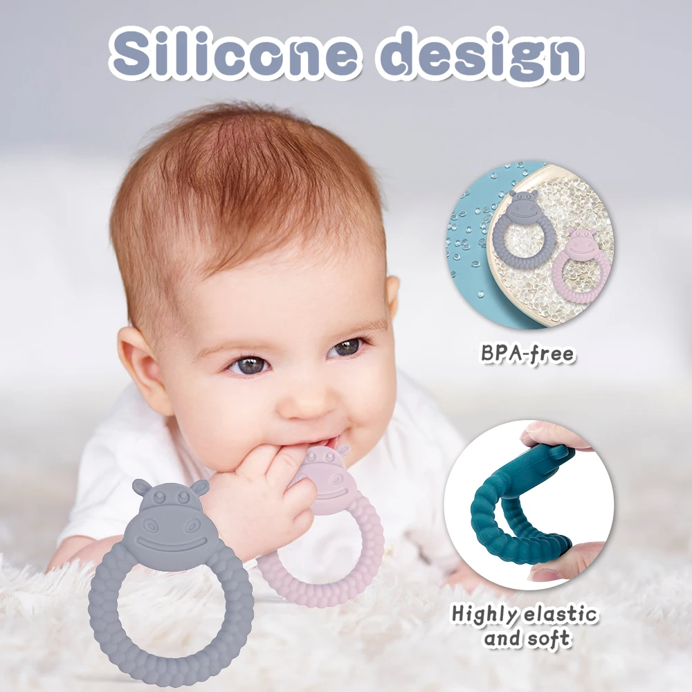 Mordedor de silicona de bebé conejito tierno para dentición sin BPA - imagen 3