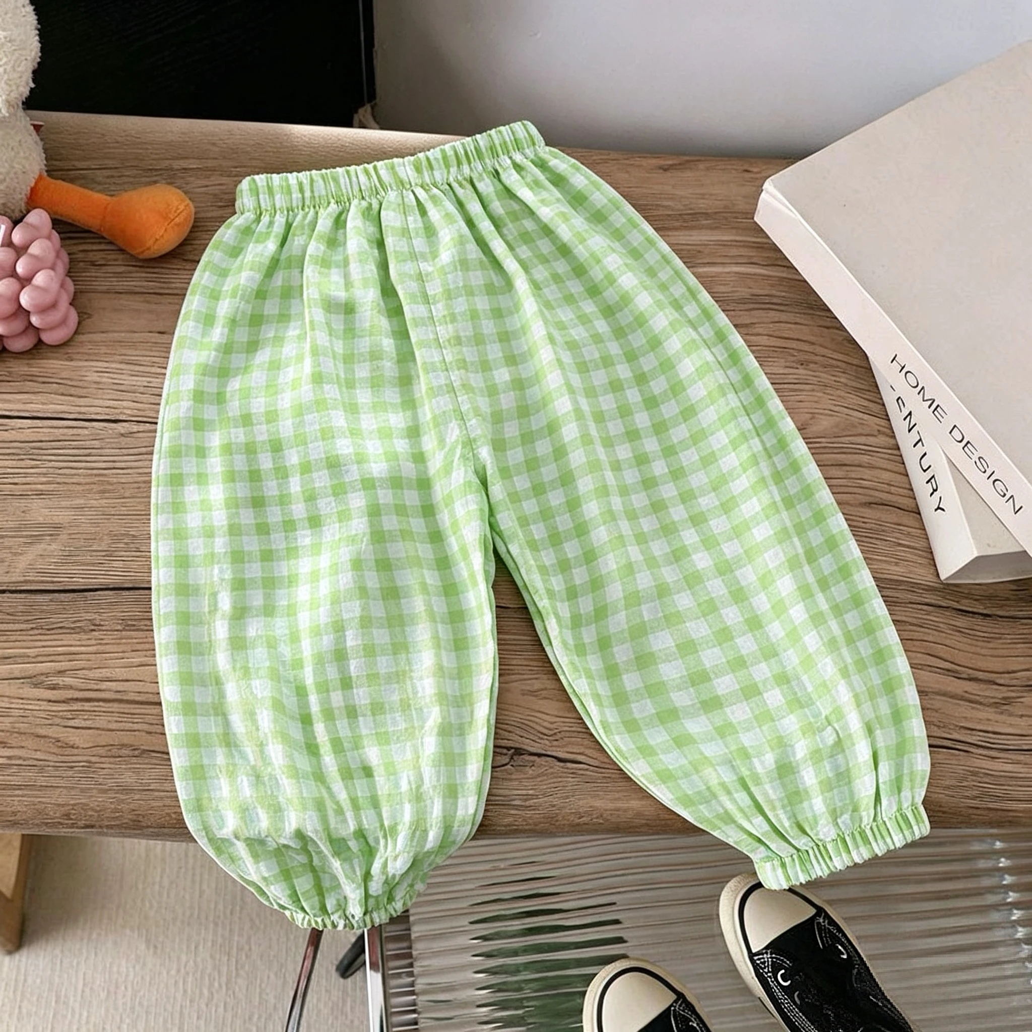 Pantalones antimosquitos a cuadros holgados para niños de verano - imagen 5