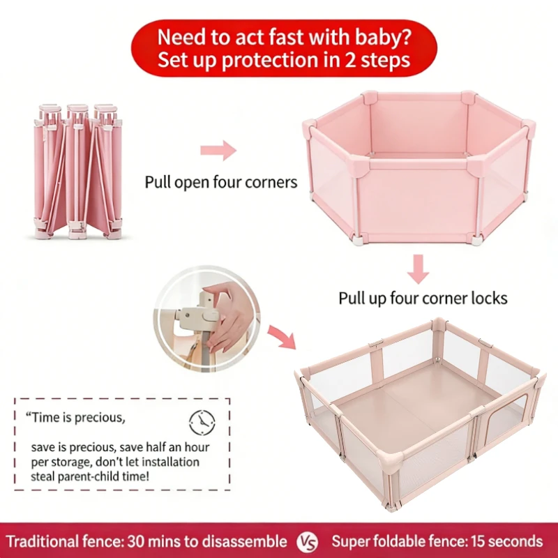 IMBABY Corralito plegable de seguridad sin herramientas para bebés - imagen 5