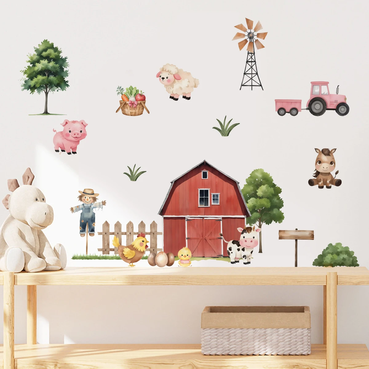 Vinilo decorativo infantil de animales de granja en acuarela - imagen 3