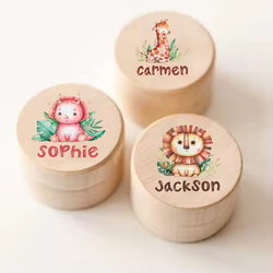 Caja de dientes personalizada de animales con nombre grabado