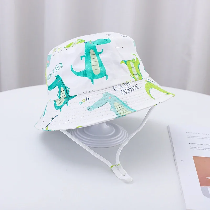 Sombrero de pescador bebé transpirable con estampado de dibujos y cordón - imagen 4