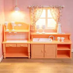 Cocina en miniatura para casa de muñecas con lavavajillas
