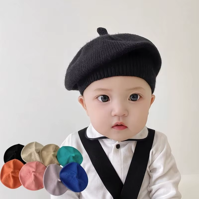 Gorro de punto para bebé de primavera y otoño, color liso - imagen 2