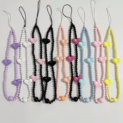 Lanyard infantil con corazón negro – cordón portamóviles para niño
