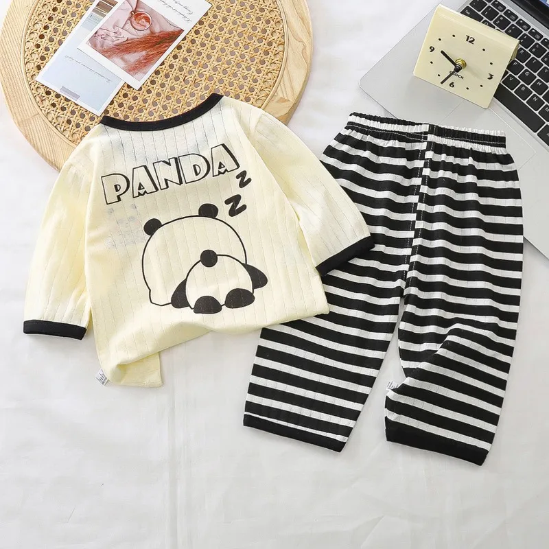 Pijama de verano algodón suave con estampado de pandas y gatitos - imagen 2