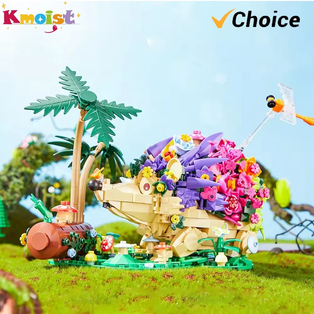 Bloques de construcción con flores y erizo para niños