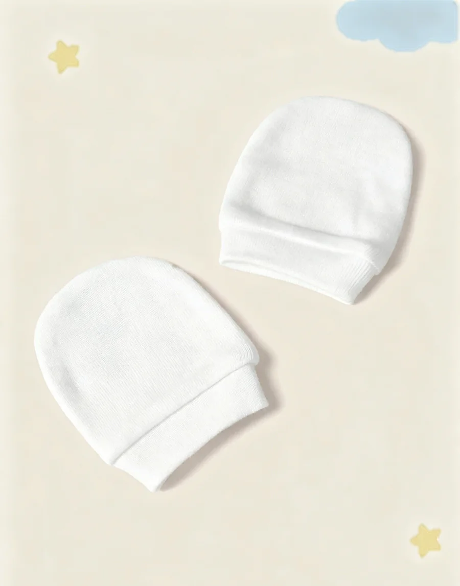Gorro de bebé liso transpirable suave con guantes a juego