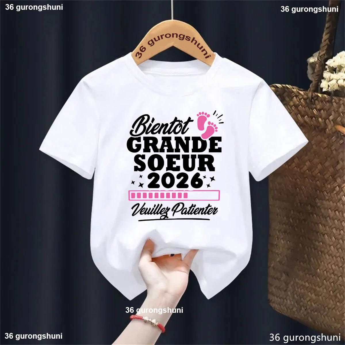 Camiseta de niña gran hermana estampada con estilo tierno kawaii - imagen 5