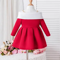 Vestido de fiesta princesa para niña – Hombros descubiertos con perlas
