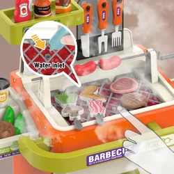 Carro barbacoa infantil con juego cocina y vajilla