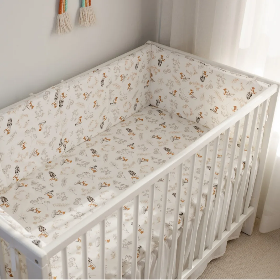 Parachoques para cuna trenzado de algodón con estampado infantil - imagen 3