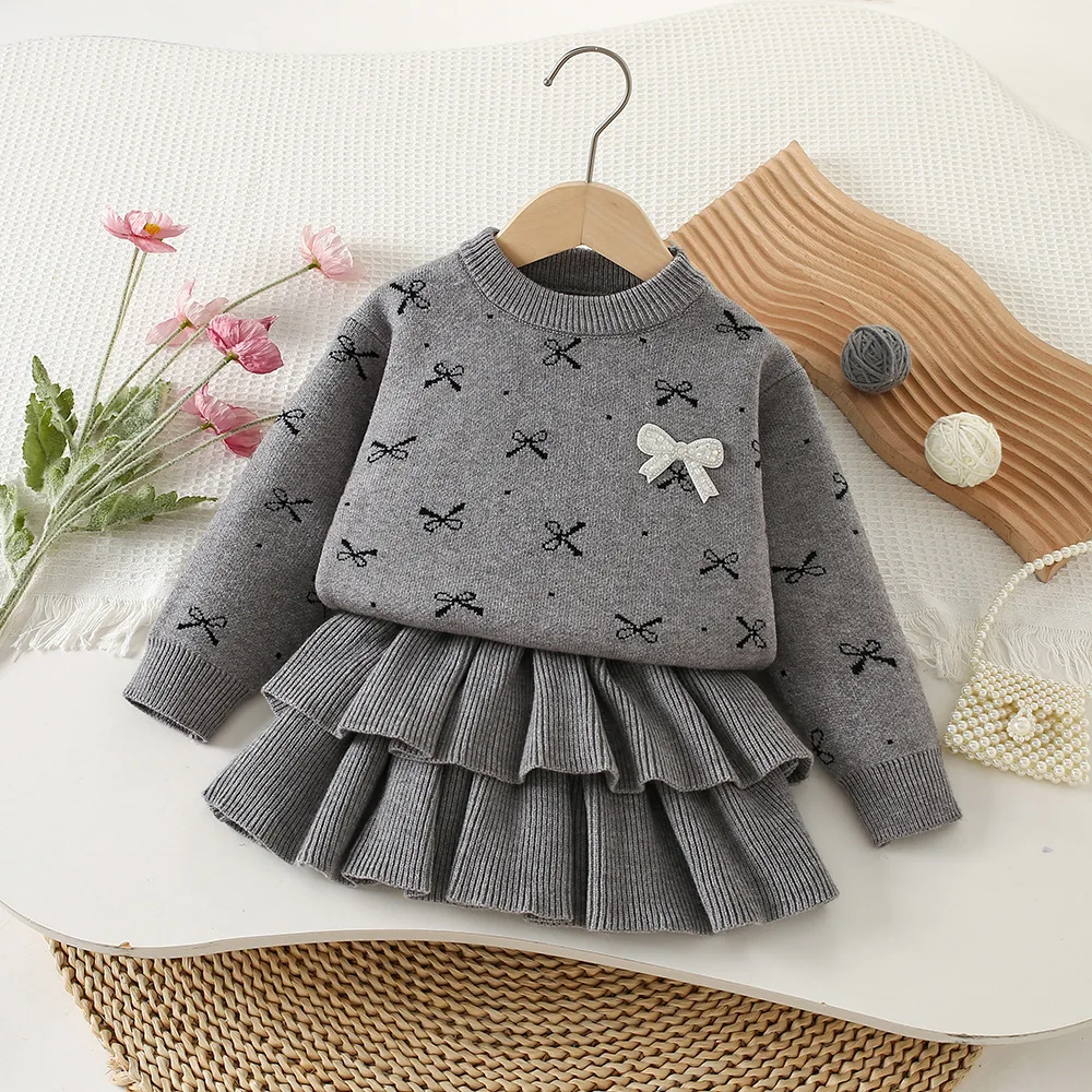 Milancel conjunto de punto para niña con jersey y falda plisada - imagen 5