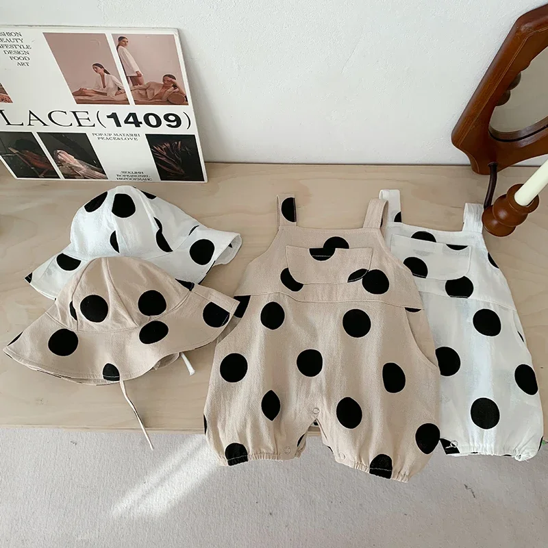 MILANCEL pelele de verano con tirantes para bebé niña, puntos