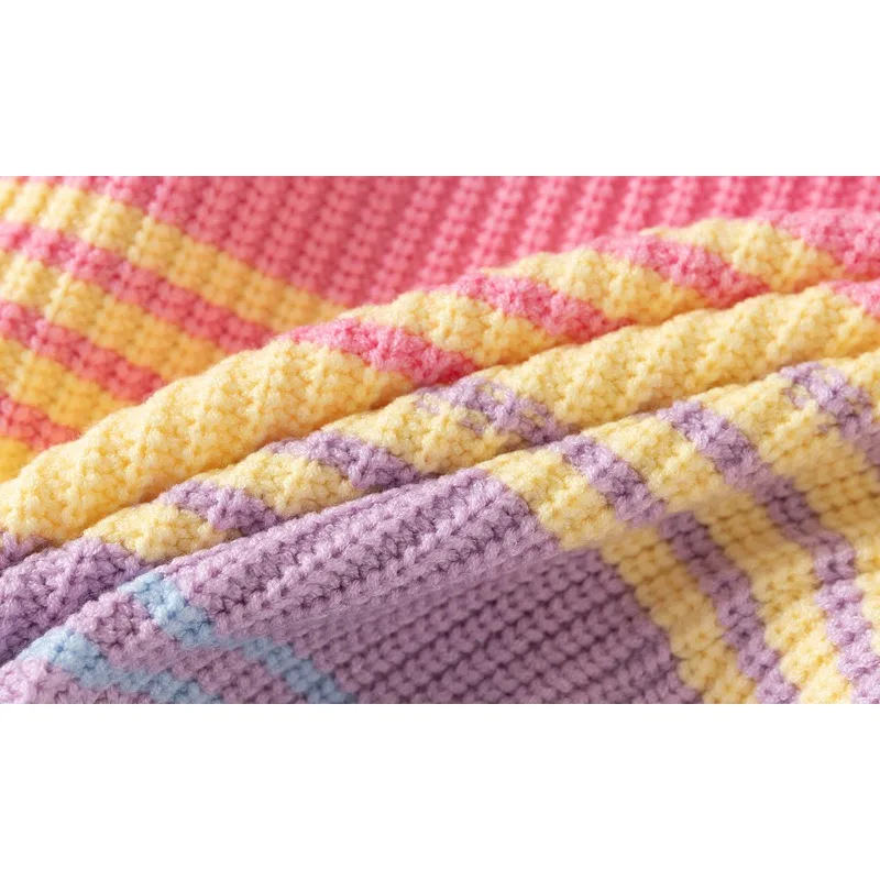 Jersey de invierno cálido para niña con rayas multicolor - imagen 4