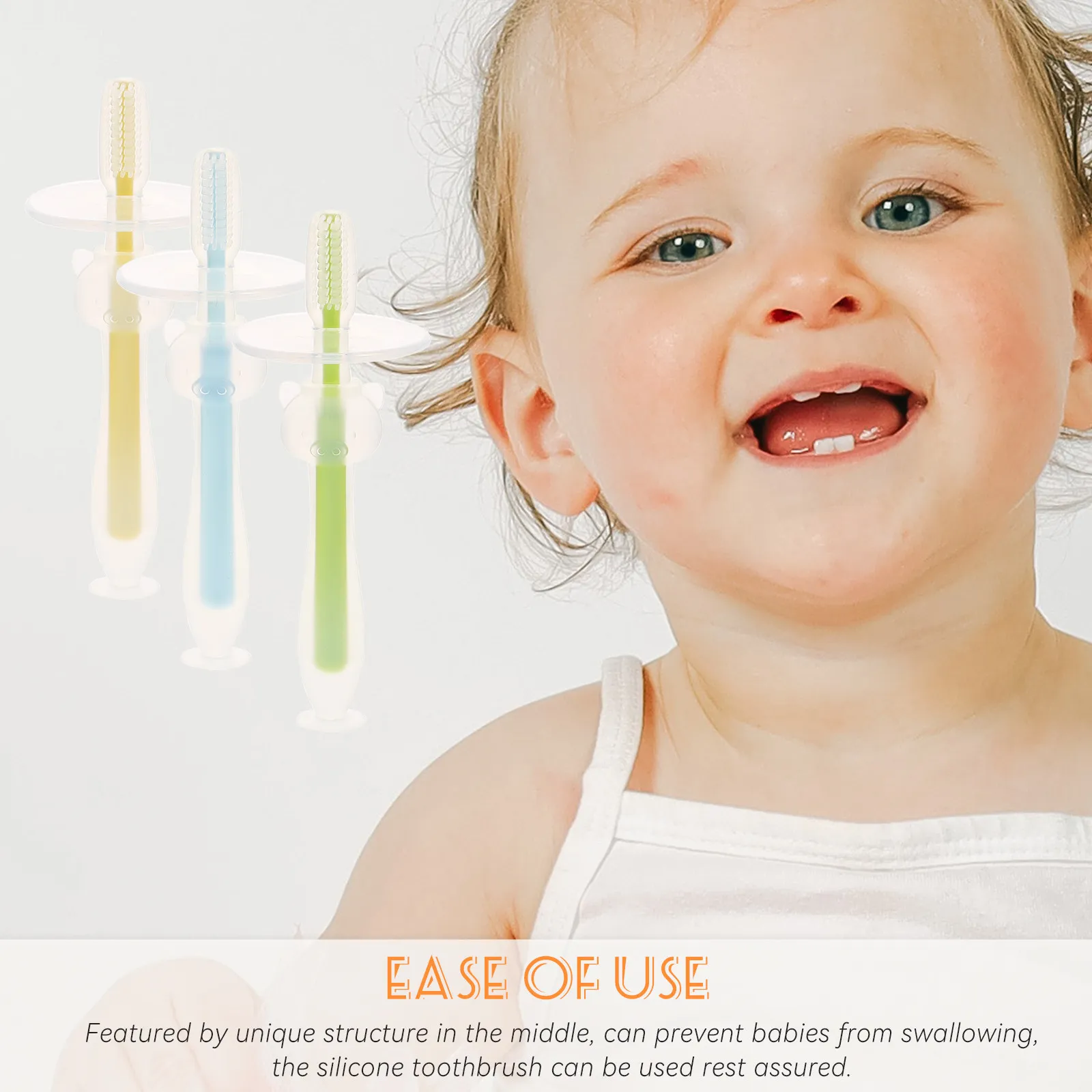 Cepillo de dientes silicona para bebés entrenamiento con base succión - imagen 4
