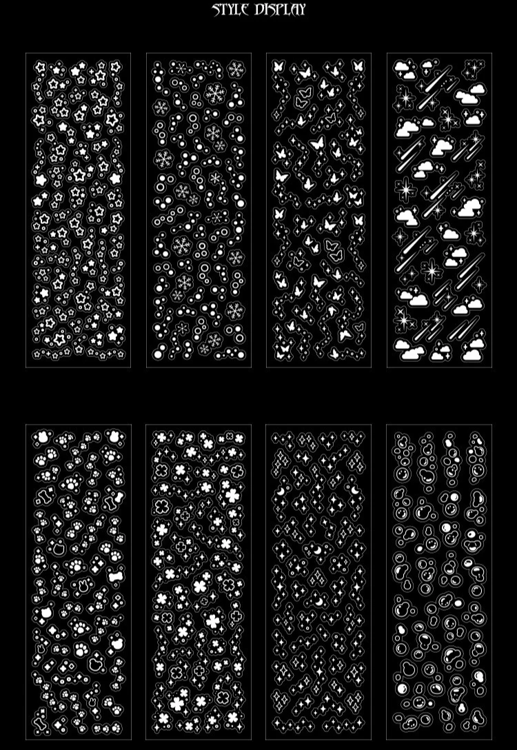 Variedad de pegatinas de estrellas en diferentes tamaños y colores holográficos