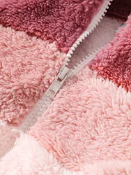 Abrigo de felpa para niña con cremallera y solapa de invierno
