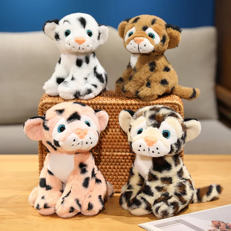 Peluche leopardo cojín sentado de felpa con puntos negros y blancos