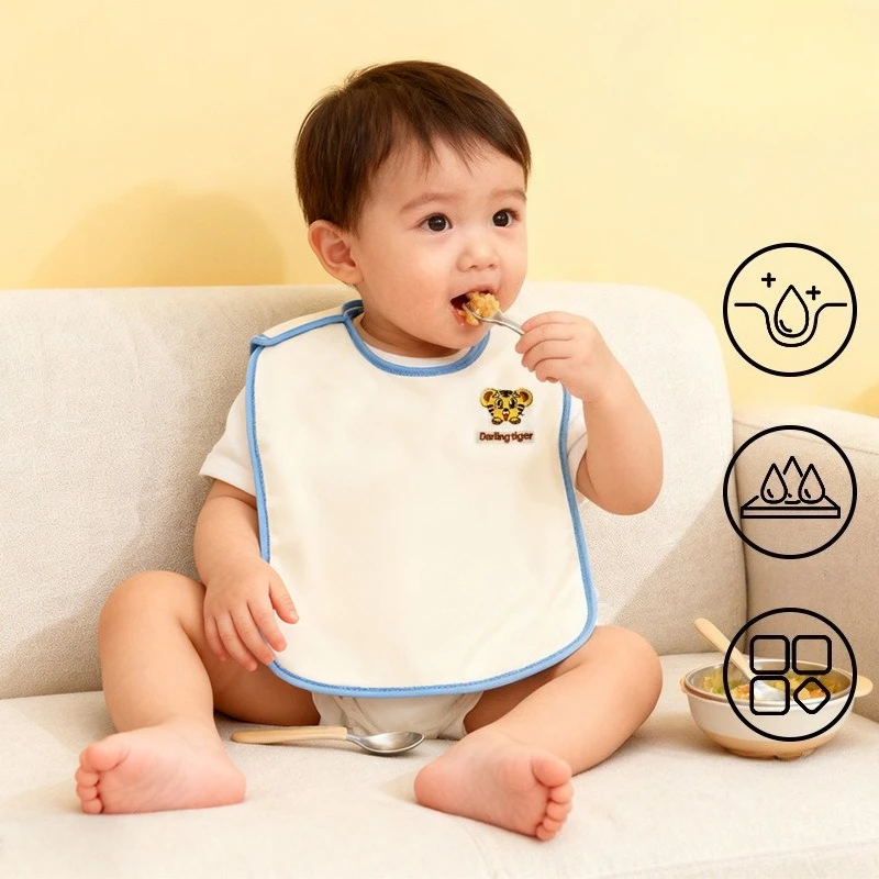 Baberos impermeables con bordado infantil para la saliva