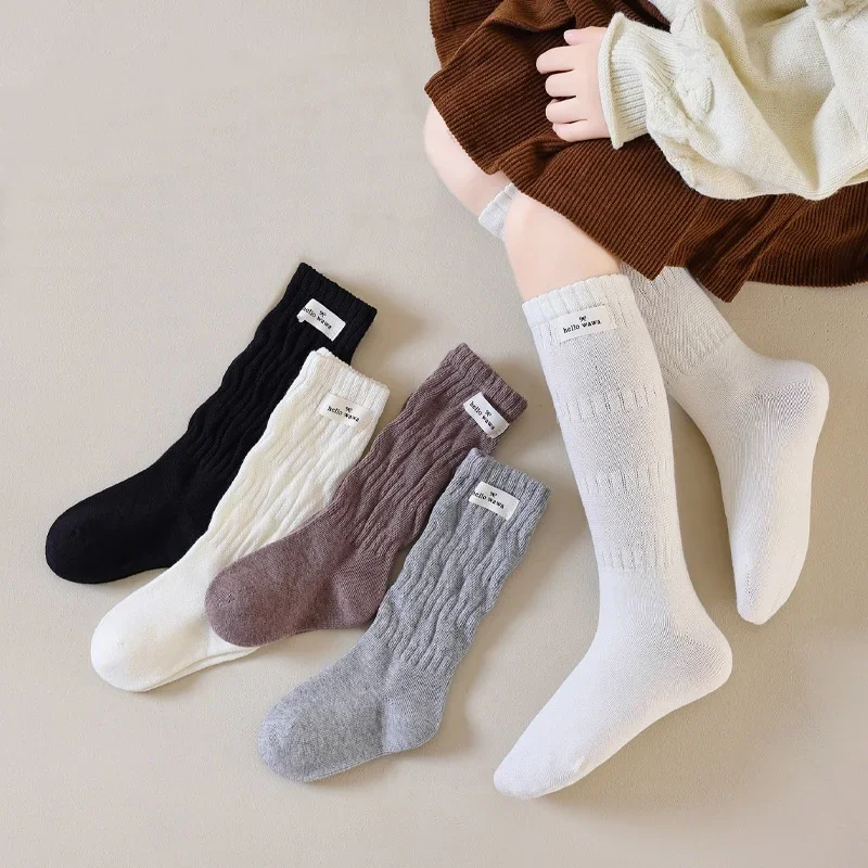Calcetines hasta la rodilla de algodón para niña estilo retro