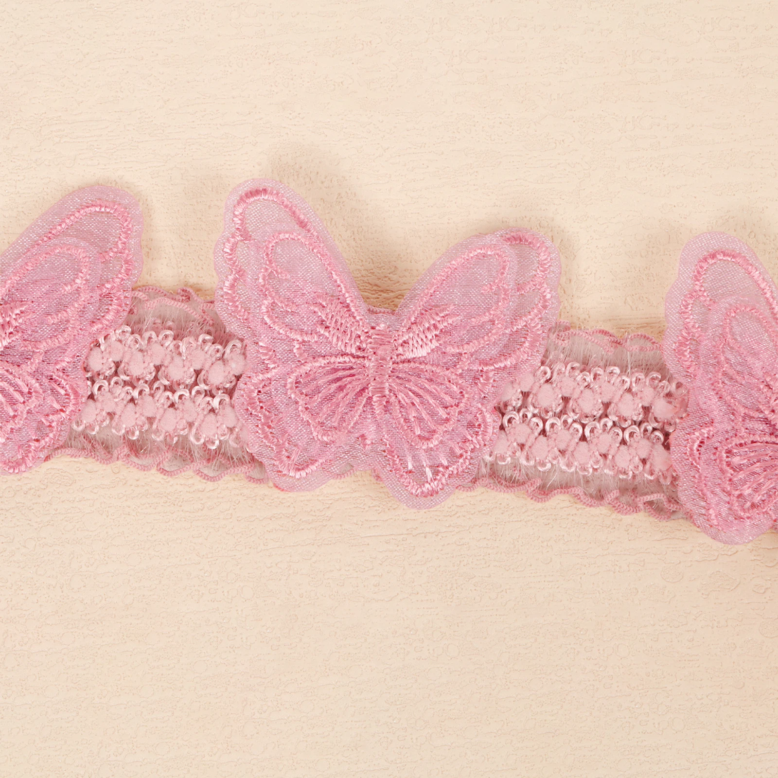 Diadema encaje suave para bebé con bordado mariposa - imagen 4