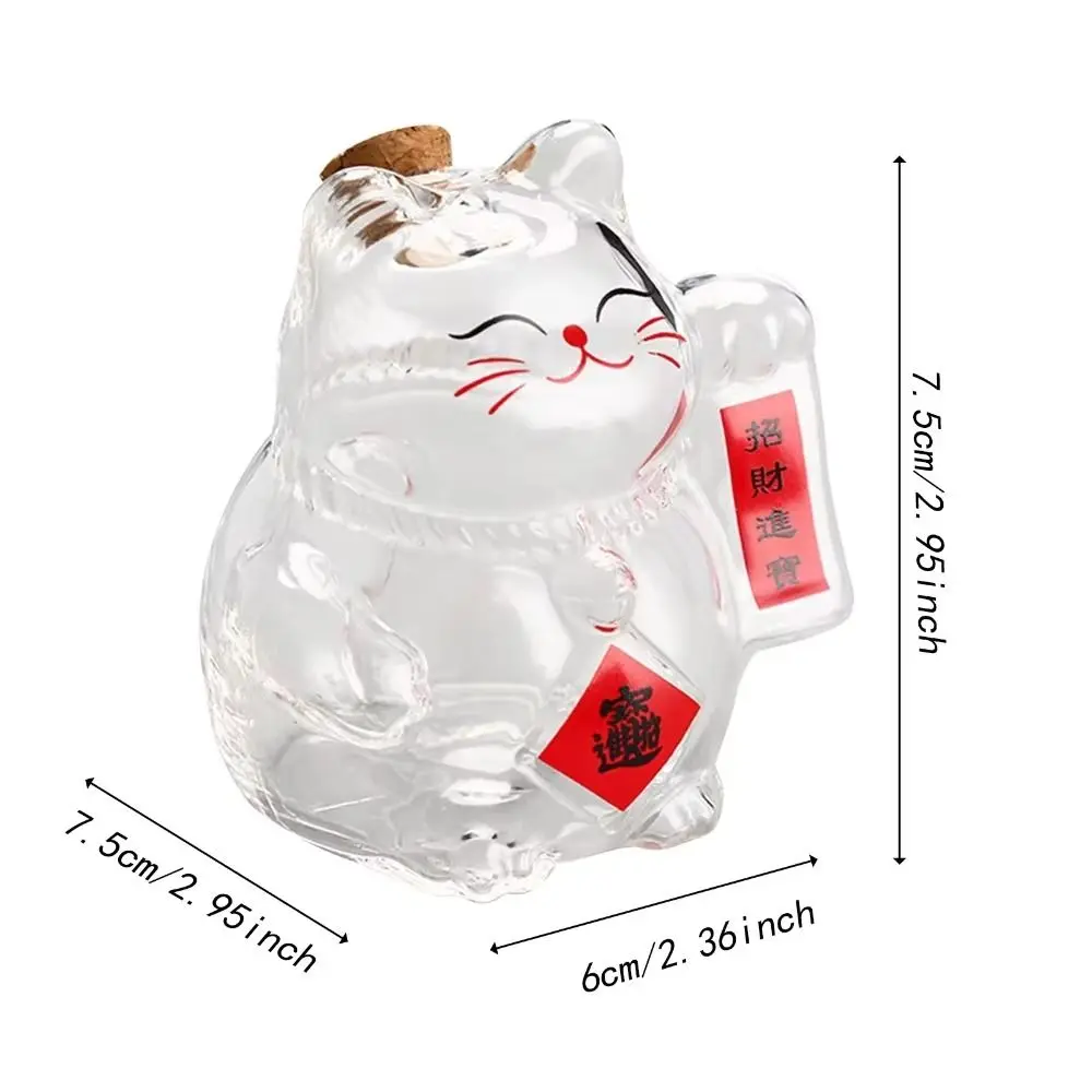 Hucha de cristal con gato de la suerte decorativa para regalo - imagen 3