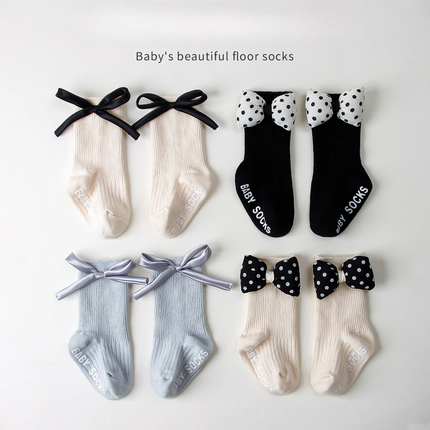 Calcetines de bebé niña de algodón suave – lazo dulce y dibujos - imagen 5