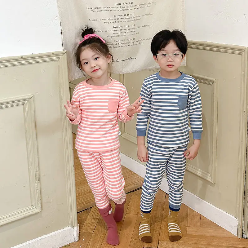 Conjuntos de pijama acolchados cálidos a rayas para niños - imagen 3
