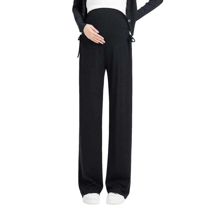 Pantalones de embarazo anchos de primavera-verano con cordón ajustable - imagen 5