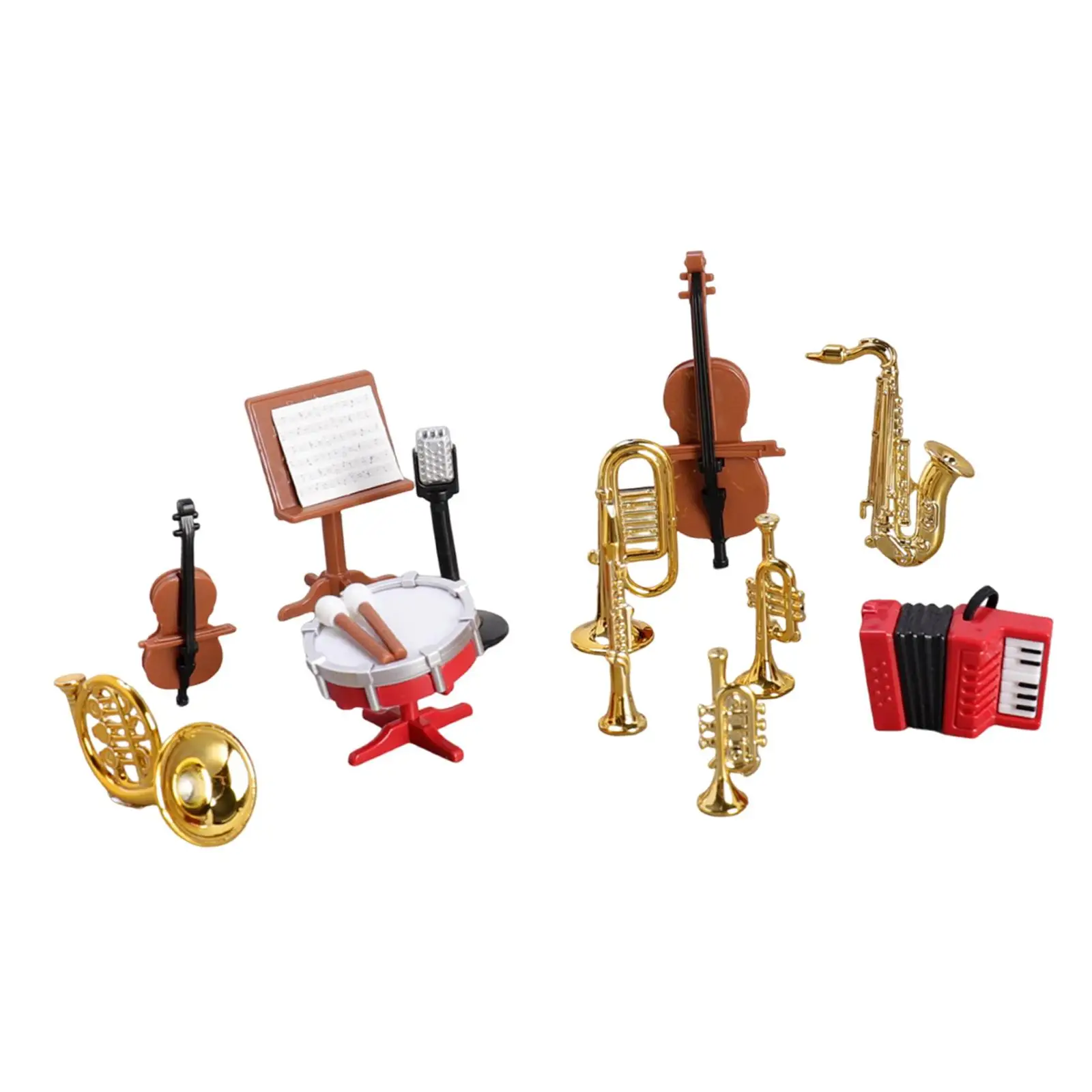Instrumentos musicales en miniatura con violín y tambor para muñecas - imagen 3