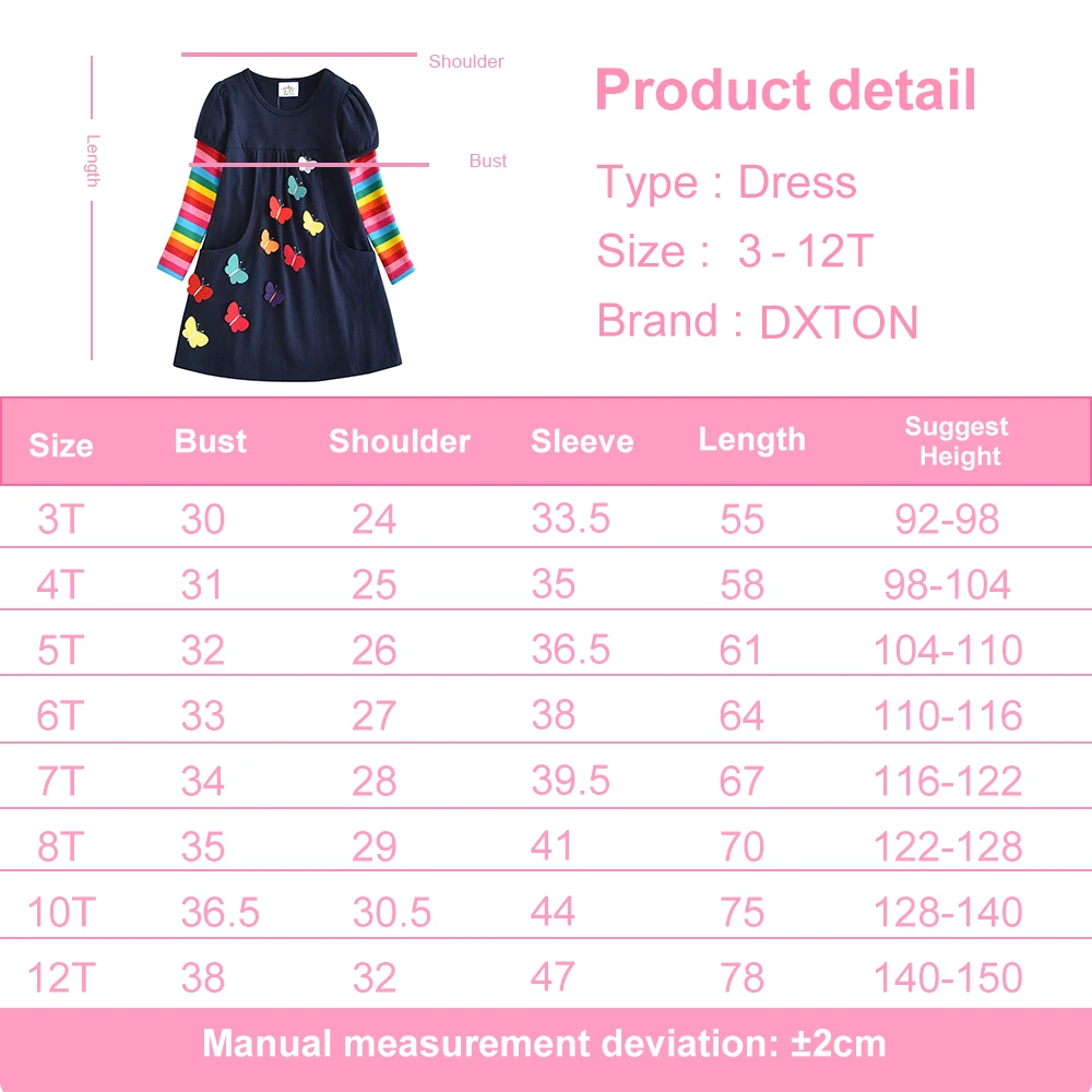 Vestido infantil con arcoíris y mariposa