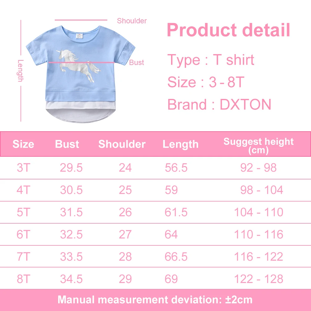 DXTON camisetas manga corta algodón para bebé con unicornio verano - imagen 3