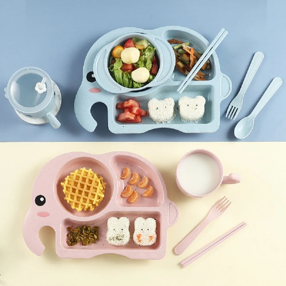 Cubiertos térmicos para bebé con plato elefante y cuenco - imagen 4