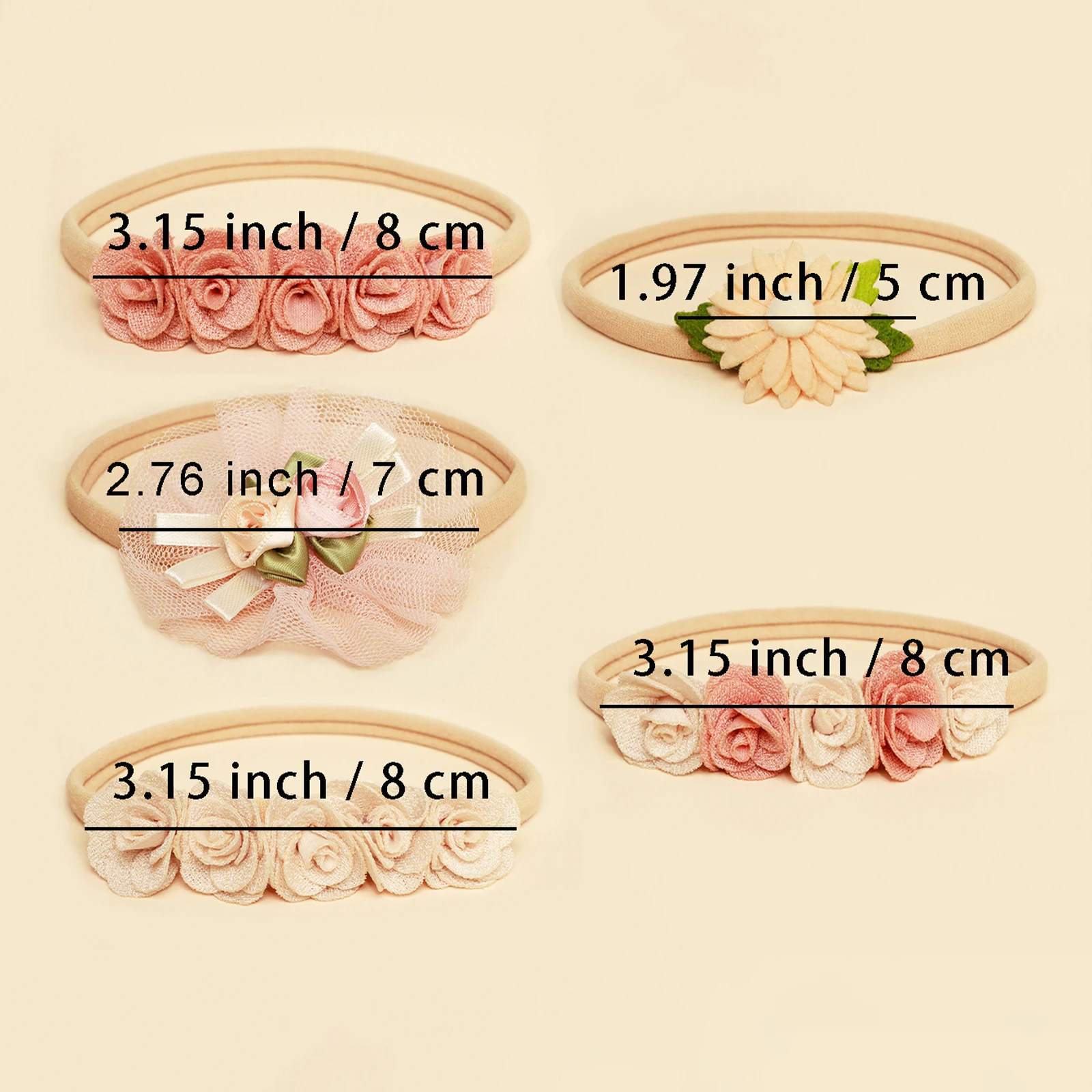 Diadema floral de encaje para bebé recién nacida – Rosa suave - imagen 2