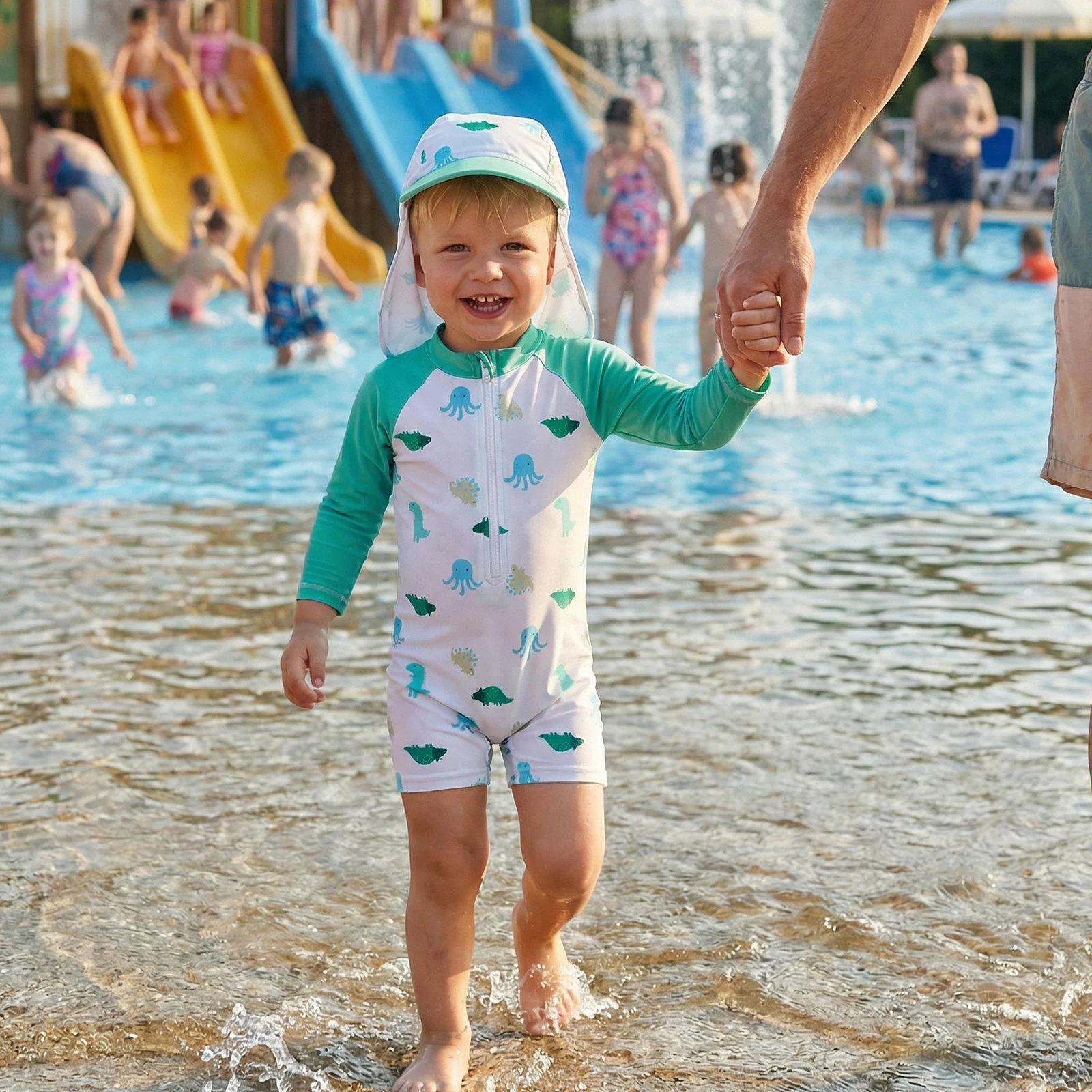 Tregren traje de baño bebé niño manga larga con gorro natación pulpo