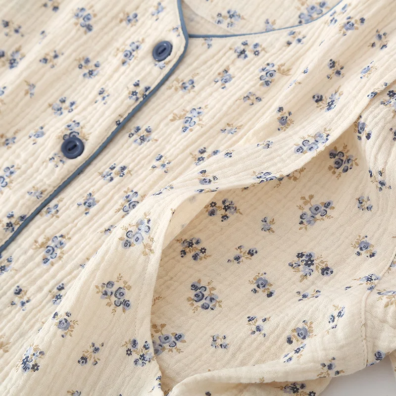 Pijama embarazo algodón floral manga larga para amamantar - imagen 4