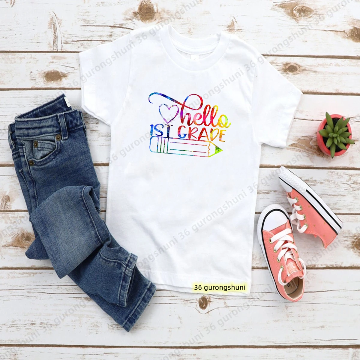 Camiseta Hello manga corta escolar - Niños y niñas primaria