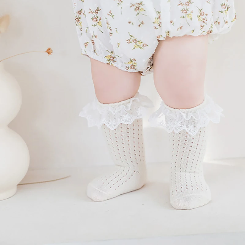 Calcetines largos de encaje suave para niñas malla estilo princesa - imagen 5