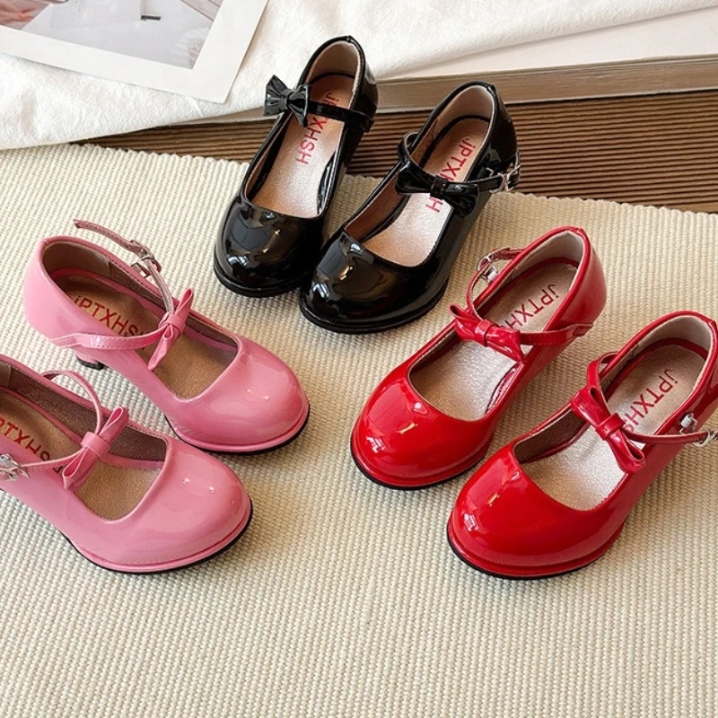 Zapatos de tacón alto de cuero antideslizantes para niña - imagen 5