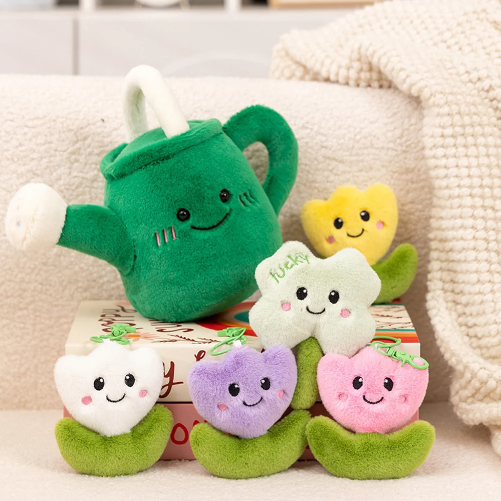 Juguete de peluche regadera verde con flores realistas - imagen 3