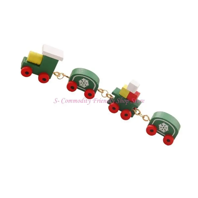 Tren de madera en miniatura con estampado de nieve para casa de muñecas - imagen 2