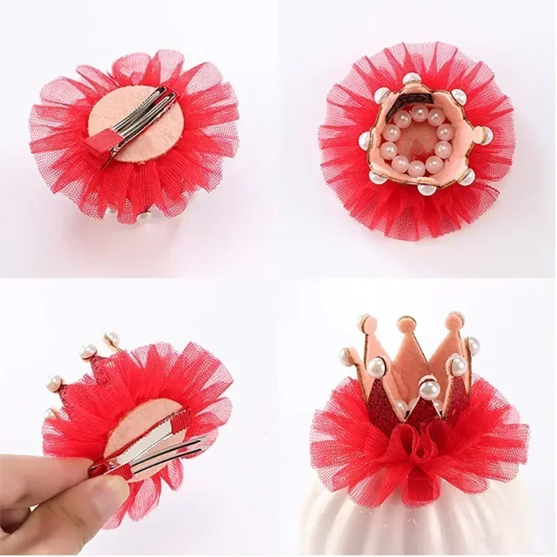 Pinzas de pelo princesa con corona brillante y pedrería para bebé niña - imagen 3