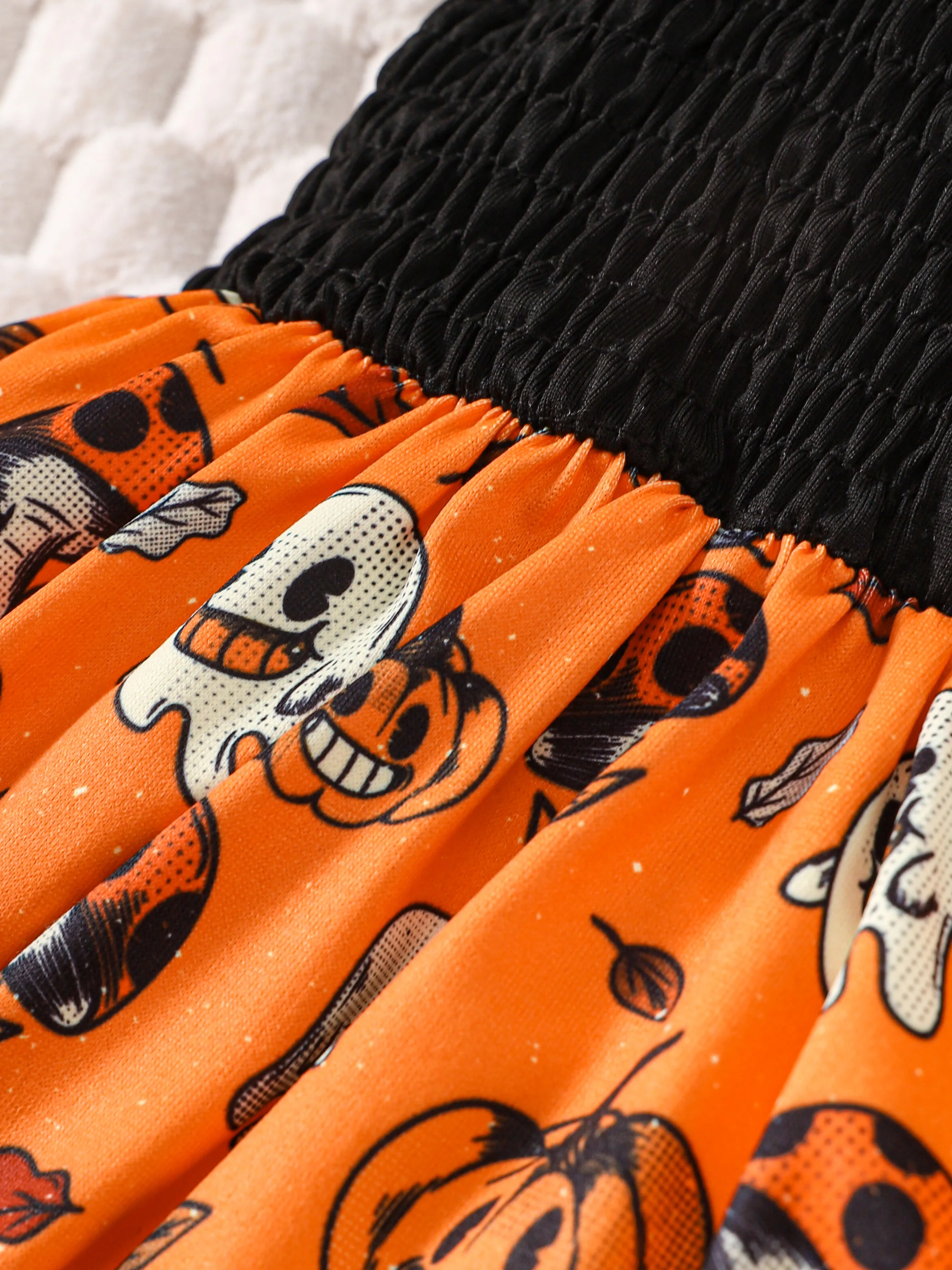 Disfraz Halloween niña: vestido sin mangas cuello calabaza y diadema