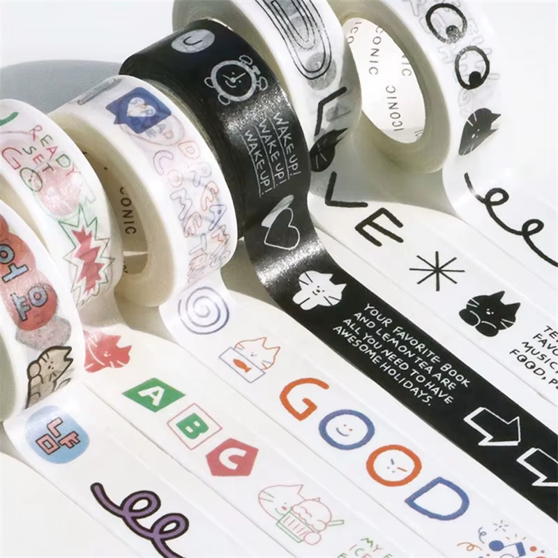 Cinta washi adhesiva decorativa con diseño graffiti para manualidades - imagen 3