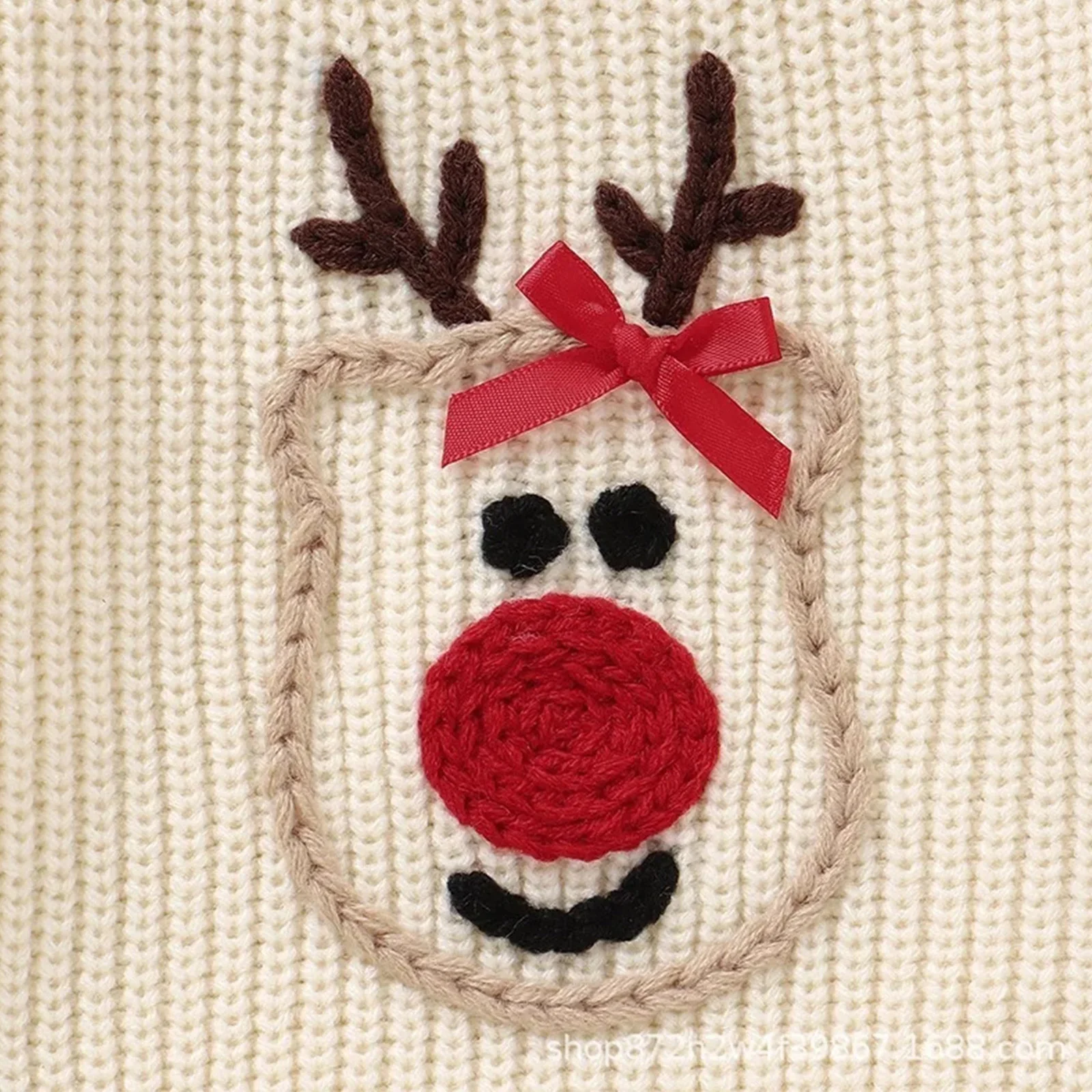 Jersey punto bebé con bordado de alces navideños - imagen 2