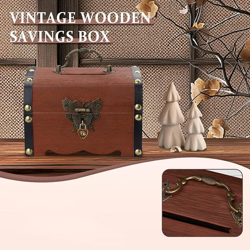 Hucha con candado estilo vintage para niños caja tesoro - imagen 5